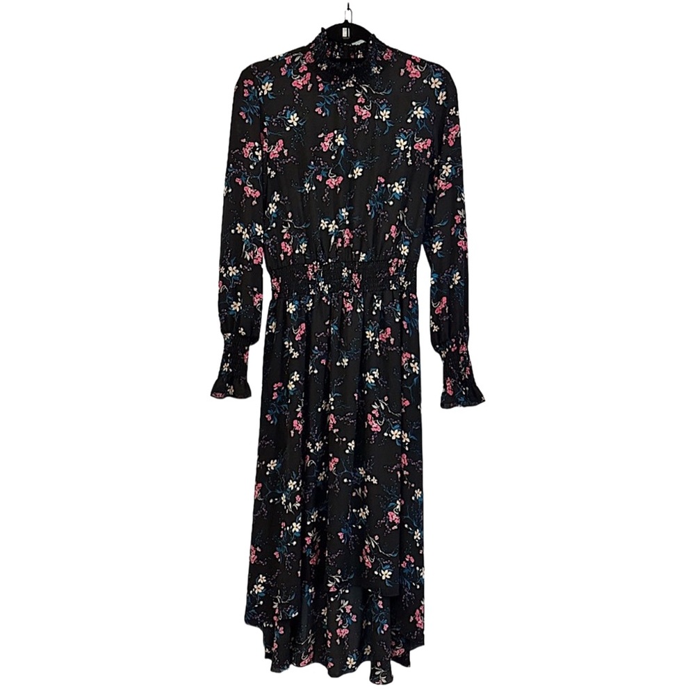 Nanette Lepore Floral High Ruffle Neck Maxi Dress